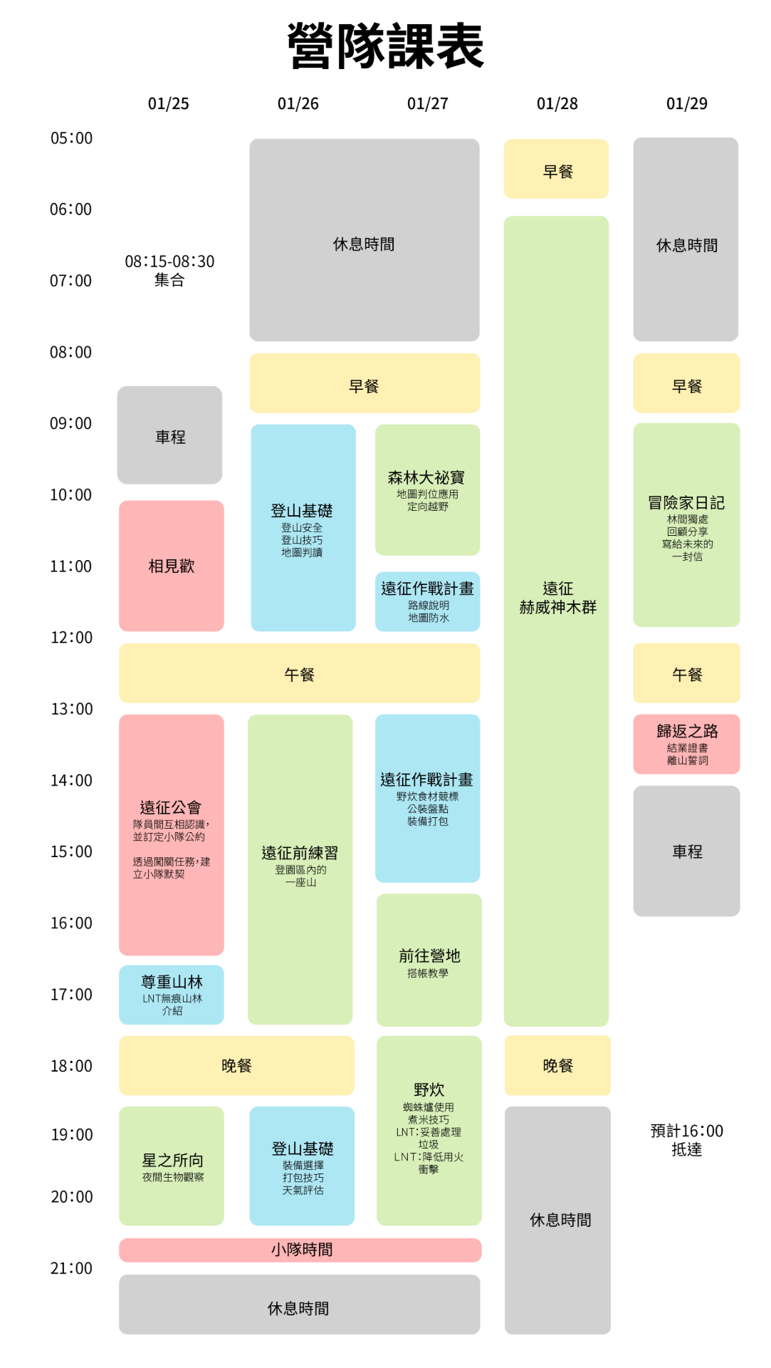 營隊課表