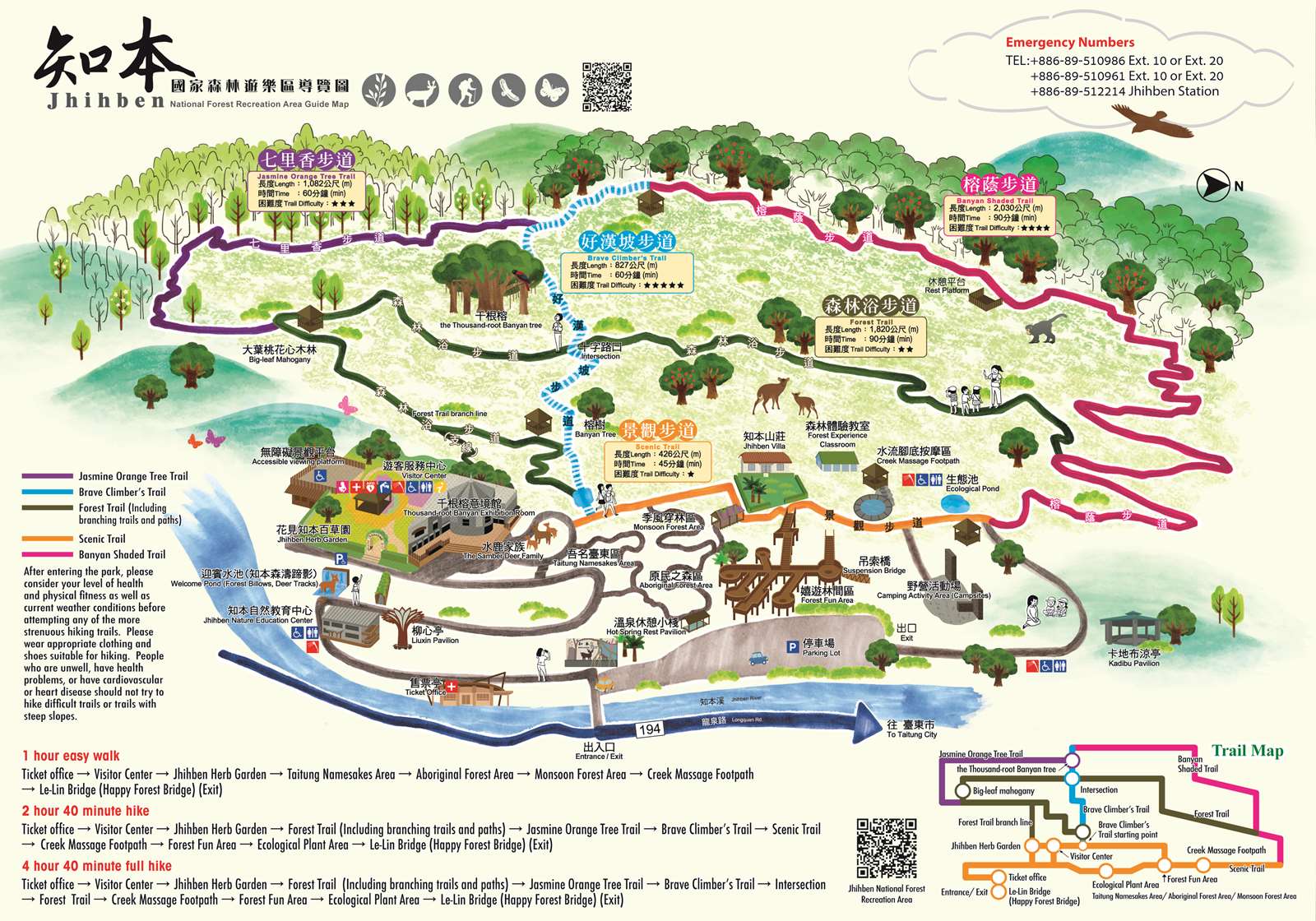 知本國家森林遊樂區園區英文導覽圖