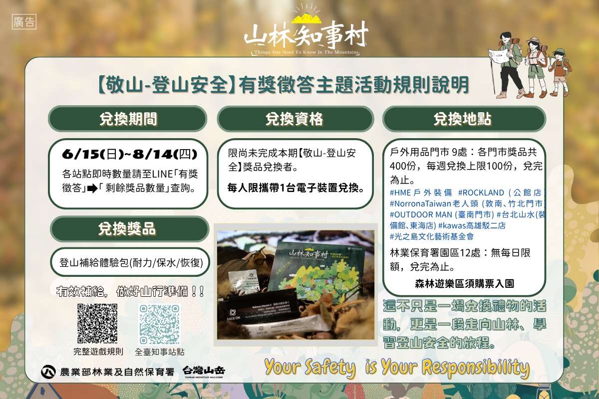 【敬山-登山安全】有獎徵答遊戲規則