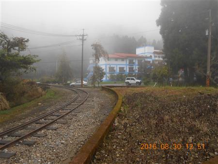 步道剪影-建物旁的鐵道